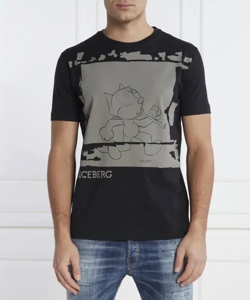 Мъжка тениска Iceberg Black T-shirt With Graphic logo