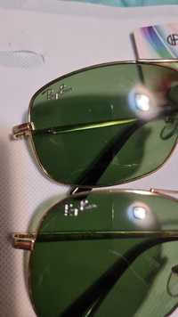 Pachet ochelari de soare Ray-Ban aviator și gunmetal, lentile verzi
