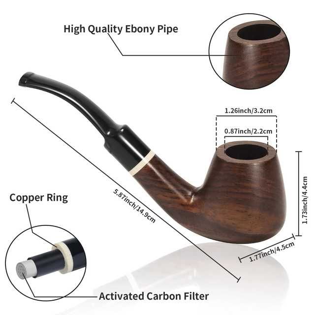 Set pipe tutun Vomdeson abanos cu accesorii si cadou TRANSPORT GRATUIT