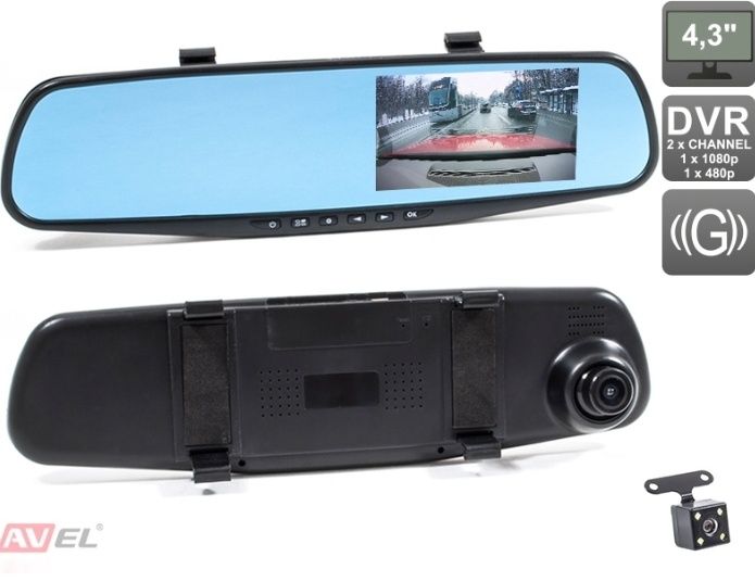 Зеркало видеорегистратор с камерой заднего вида с диодамм