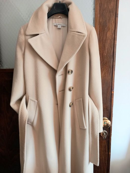 Палто Марела, Италия – вълна колекция есен–зима с кожена, лисица яка