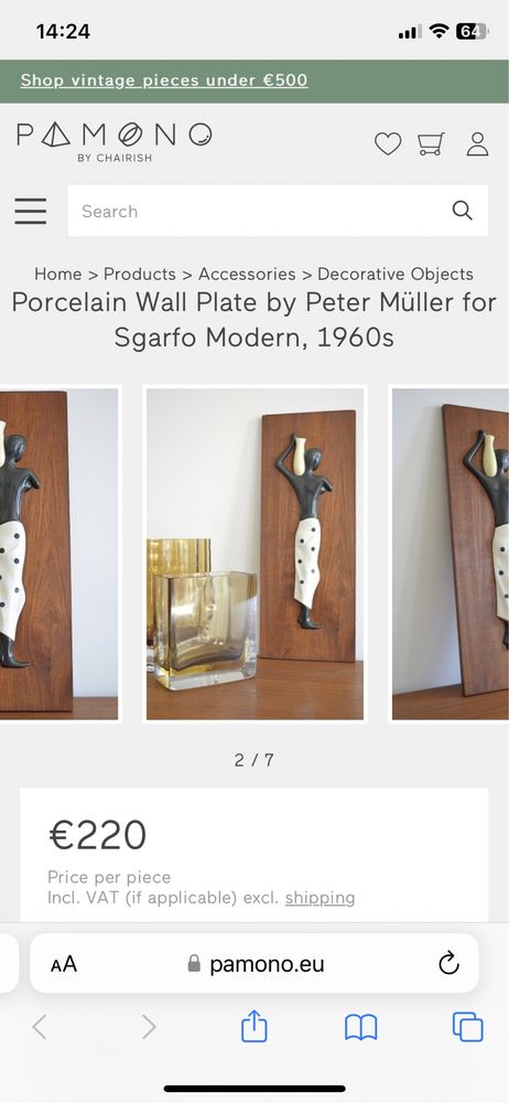 Картина с порцелан от Peter Müller за Sgarfo Modern, 1960s