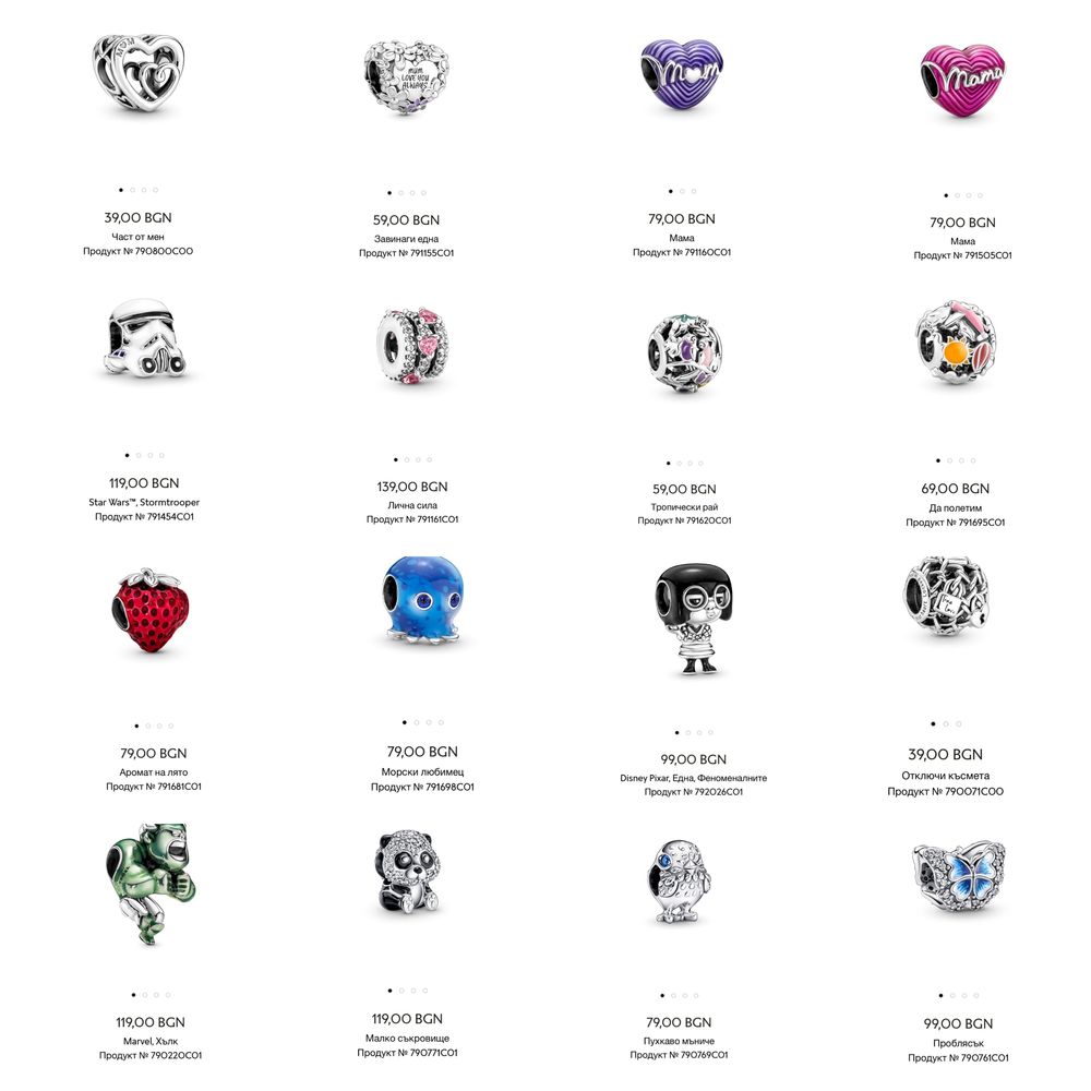 Талисмани Пандора гривни Pandora charms