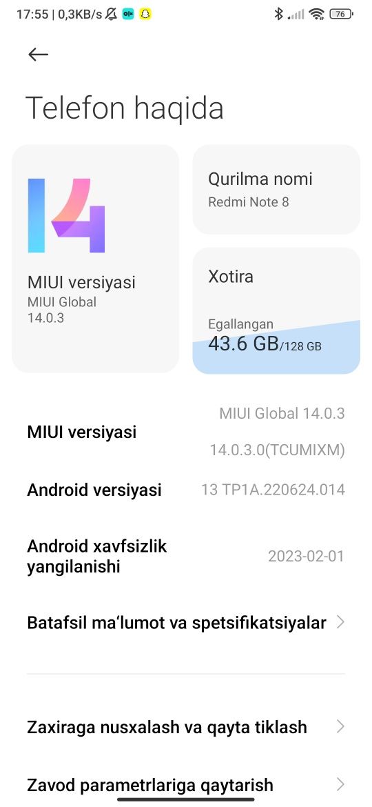 Redmi Note 8  sotiladi