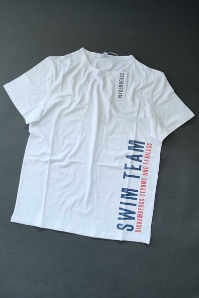 Промо BIKKEMBERGS-М и XXL-Оригинална бяла мъжка еластична тениска