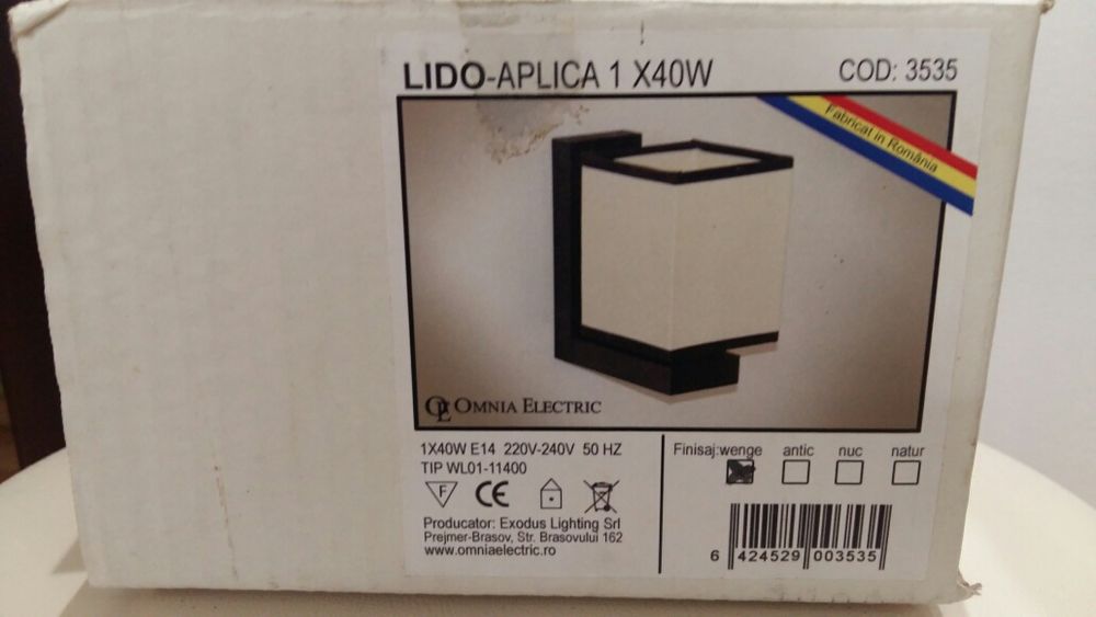 Aplica LIDO 3535, 1 bec E14, NOUĂ