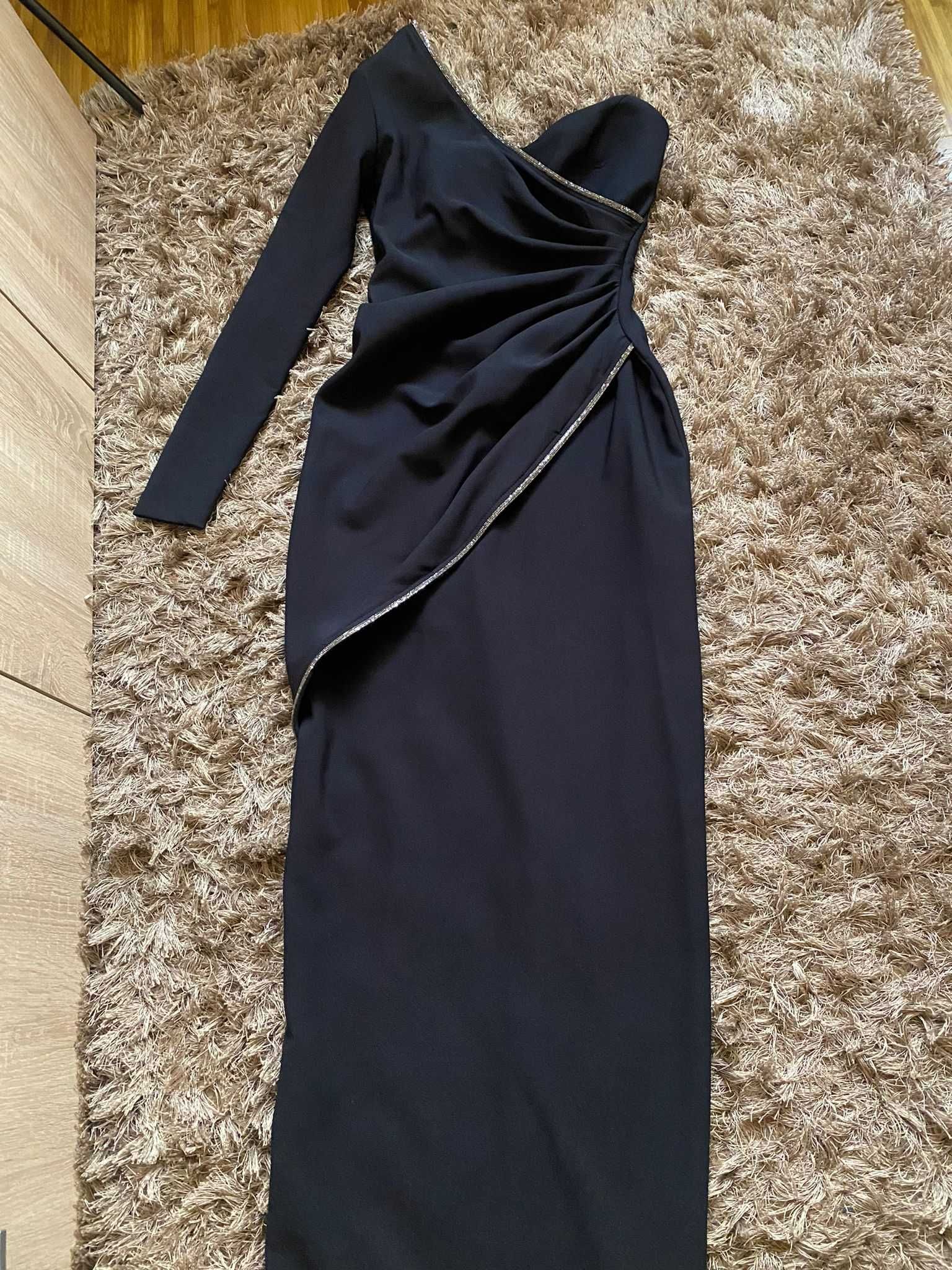 Rochie neagră,elegantă cu strasuri,masura Xs