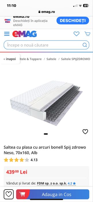 Pat copii ikea alb cu saltea si somiera
