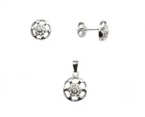 Set argint rodiat cercei si pandant - DA137