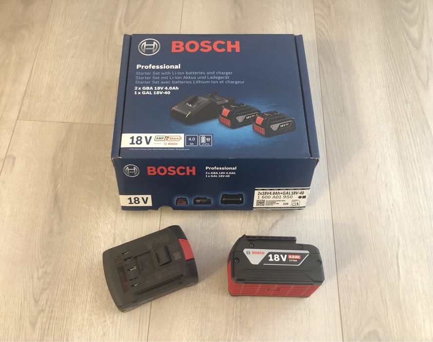 Set 2 acumulatori BOSCH 18V 4AH plus incarcator GAL 18V-40 Nou