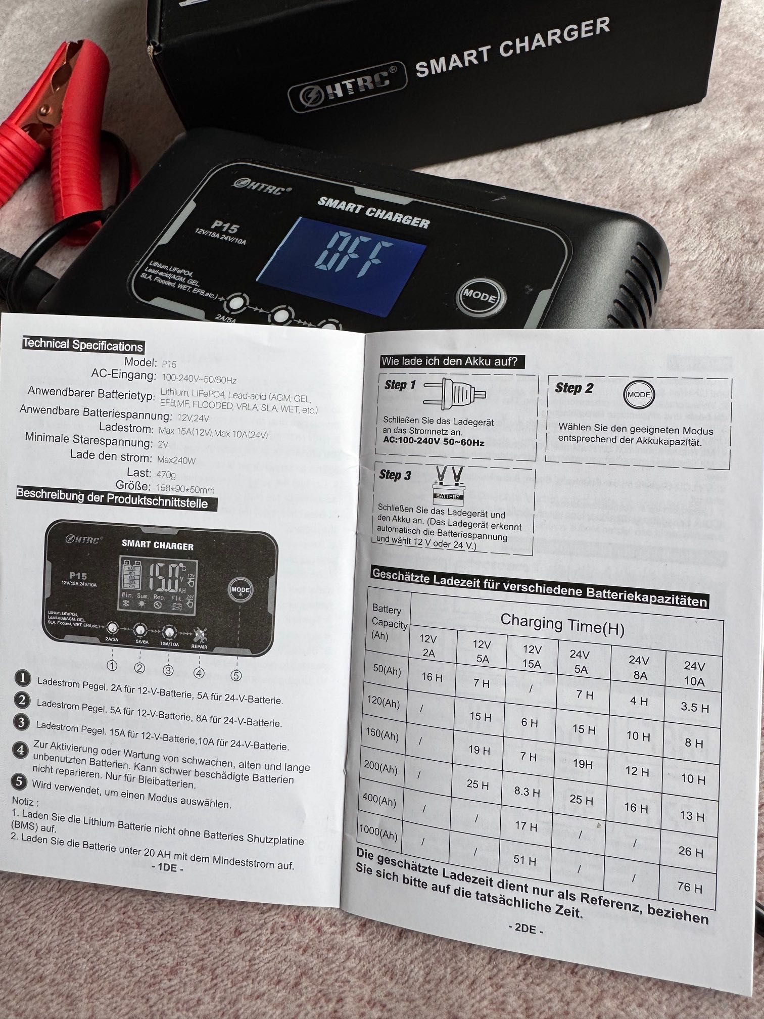12V / 24V , 15A Smart Зарядно за акумулатор