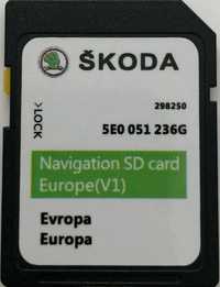 2024год. SKODA MIB1 Amundsen SD Card GEN1 Europe Навигация Сд Карта