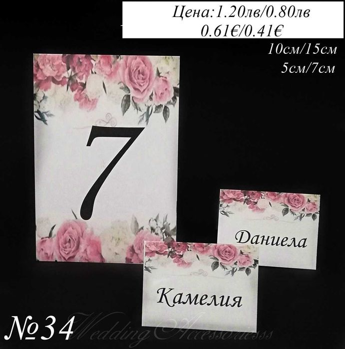 Номера за маси, Тейбъл карти с имена на гостите