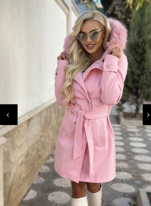 Розово палтенце 100% вълна XS