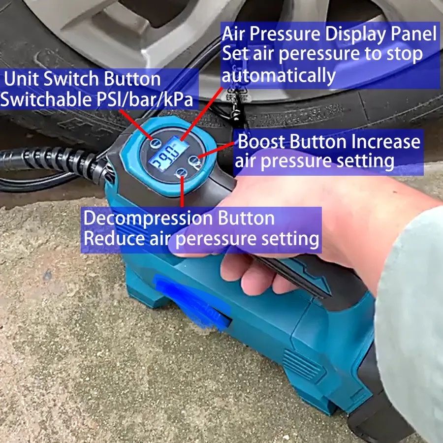 Портативный автомобильный воздушный компрессор, насос цифровой