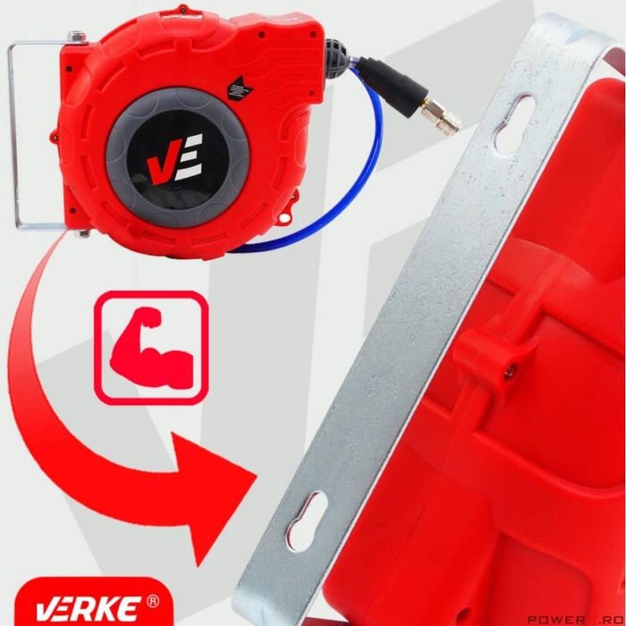 Furtun aer cu tambur automat, lungime 15 m, presiune 17 bari, Verke