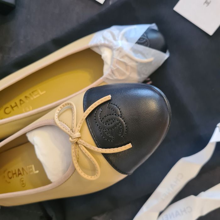 Mocasini Chanel beige black flat - piele naturala premium/size 36-41