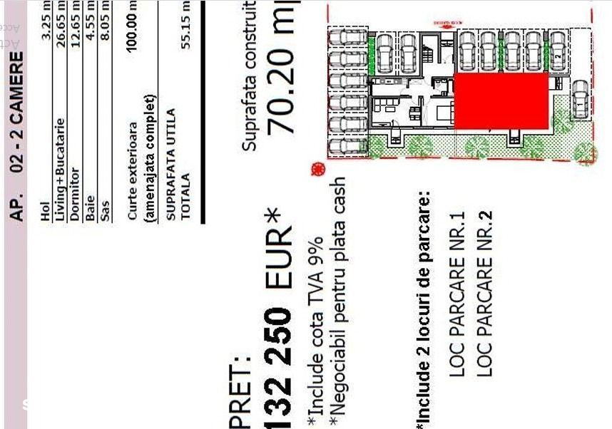 2cam55mp+curte amenajata110mp+2parcari,la 8-10min metrou ApPatriei