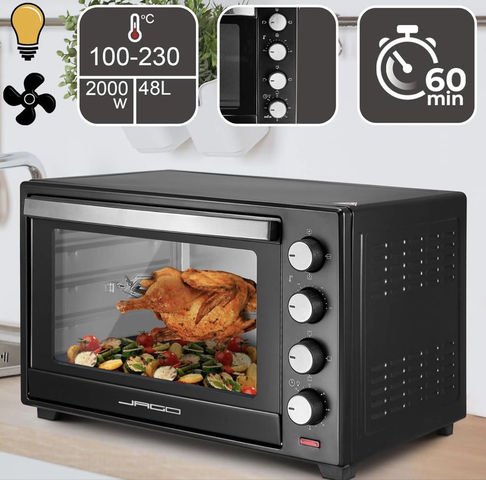 Мини фурна Jago® – Капацитет 48 л, 2000 W