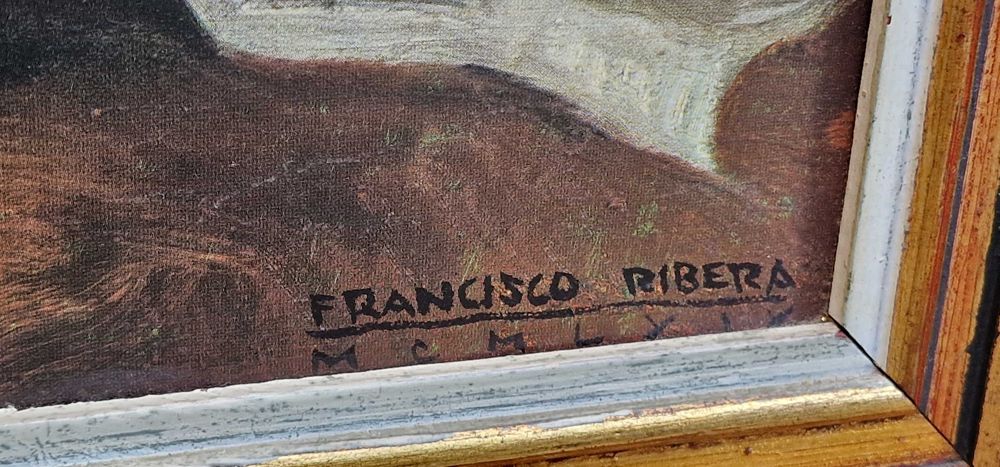 Francisco Ribera– Стара голяма картина на платно, 85см/ 68см