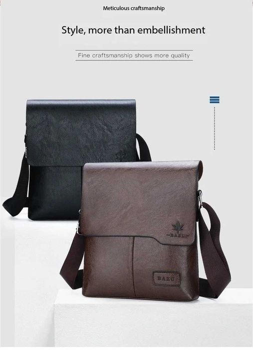 Мъжка черна кожена чанта през рамо, мъжки кожени чанти