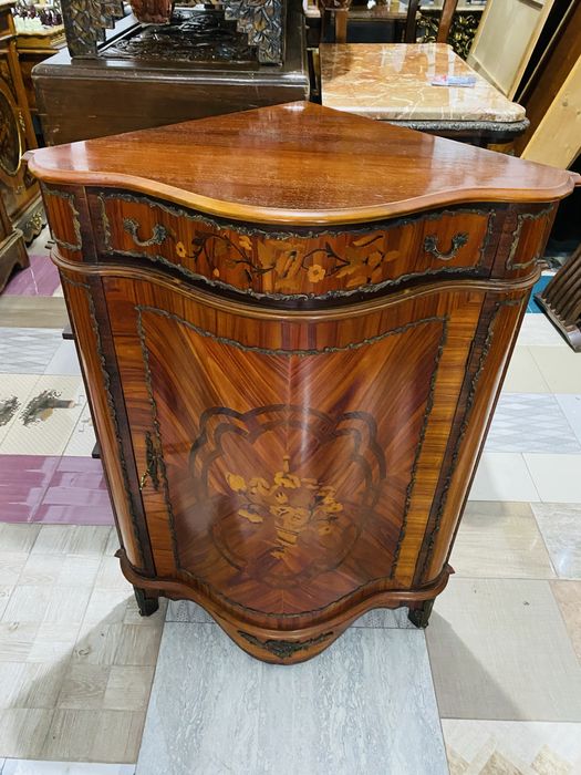Comoda Colt Lemn Masiv Intarsie Bronz Vintage