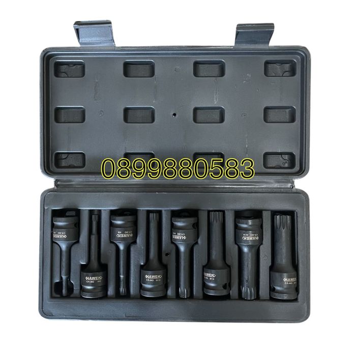Комплект ударни битове 8бр SPLINE  1/2“ Hawek