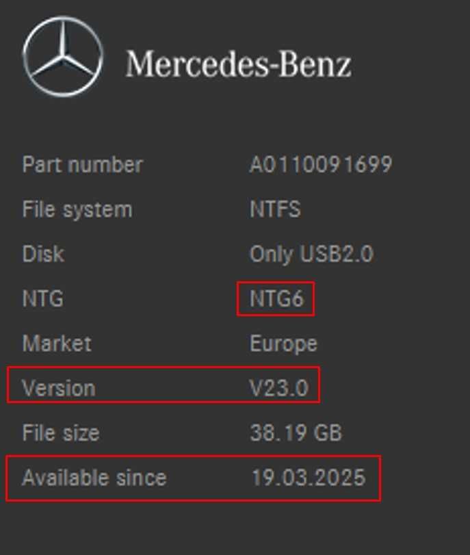 2025 карта MERCEDES ъпдейт навигация Мерцедес NTG6 NTG7 COMAND