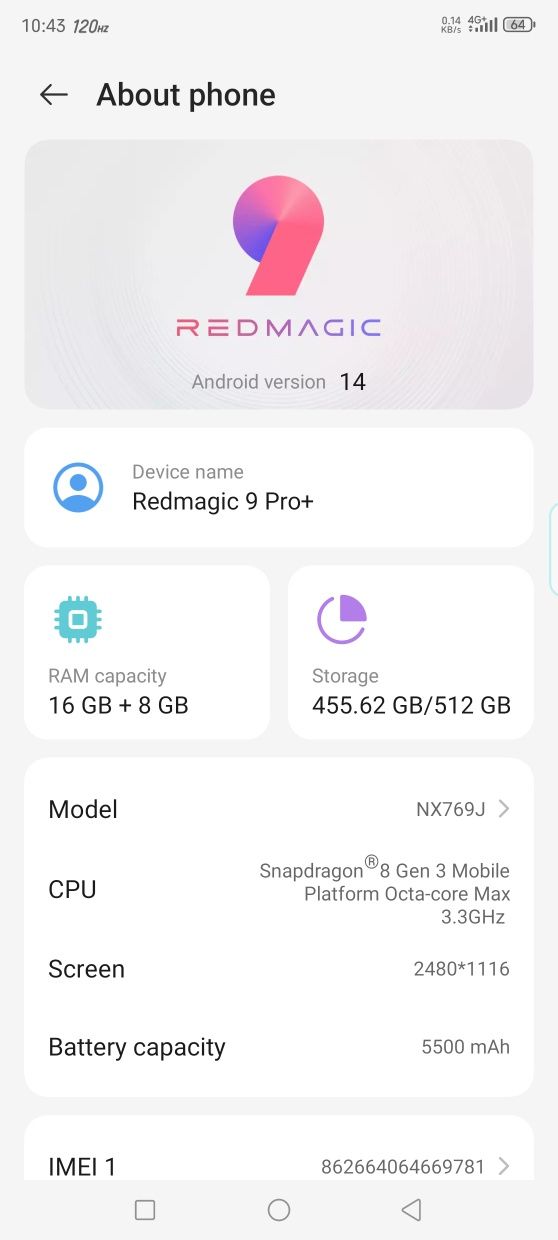 Redmagic 9 pro+  16/512