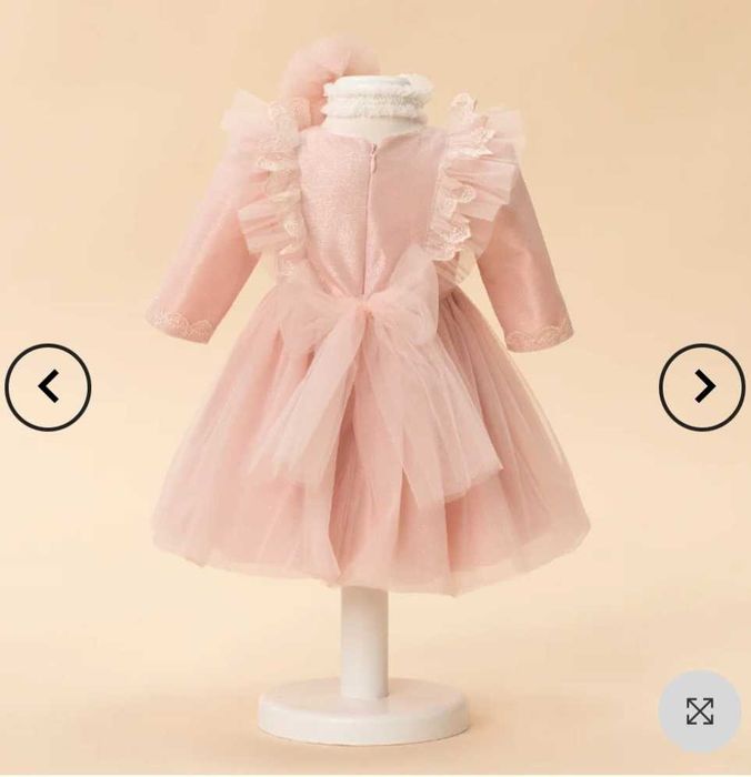 Rochita roz pudra cu sclipici AnneBebe  pentru ocazie, 6-9 luni