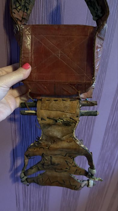 Амулет/Африканска чанта естествена кожа ново