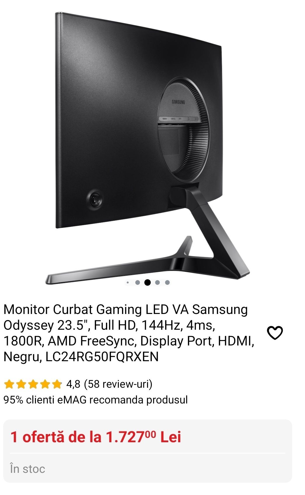 Monitor gaming nou samsung 144hz