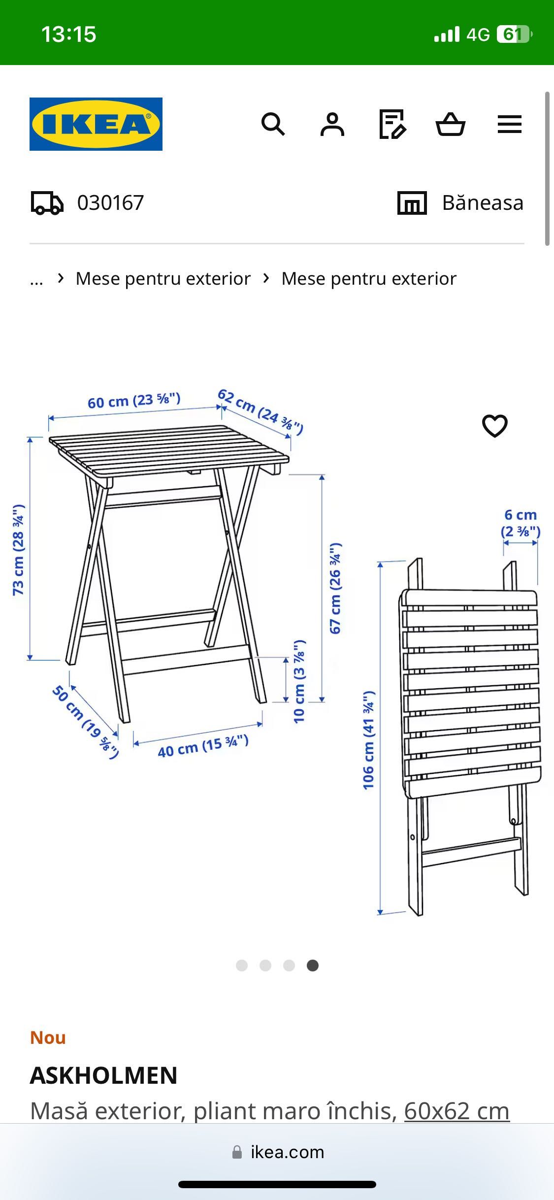 Masa pliantă exterior Ikea