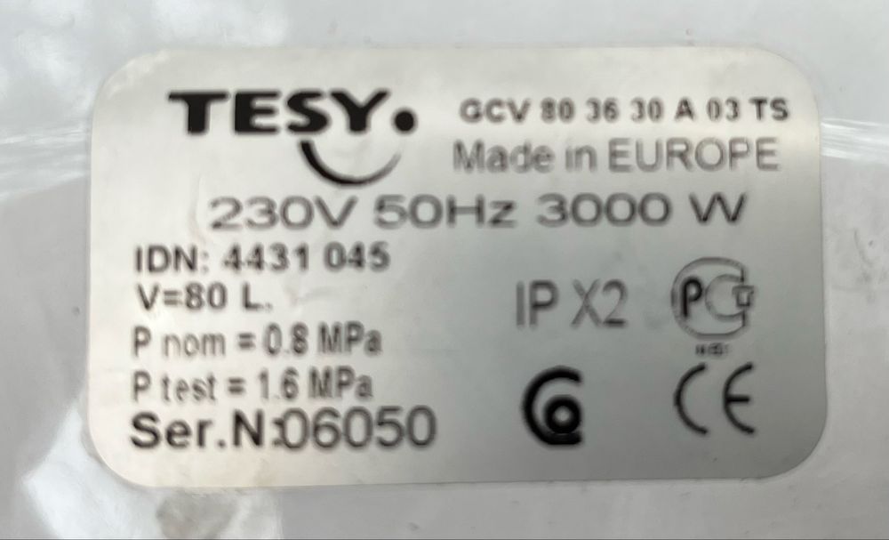 Бойлер TESY 80 литра