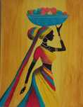 Vand 2 tablouri exotice, cu negrese 40×50 cm, acrilic pe panza