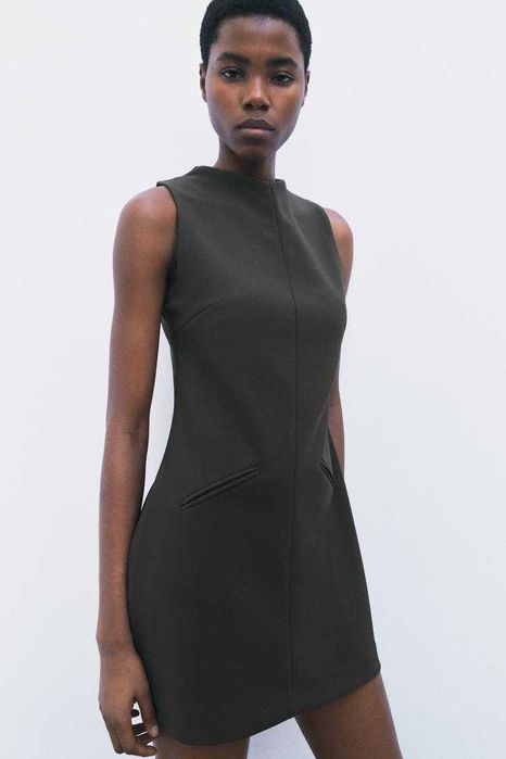 Нова офис рокличка ZARA, цвят каки, размер M!