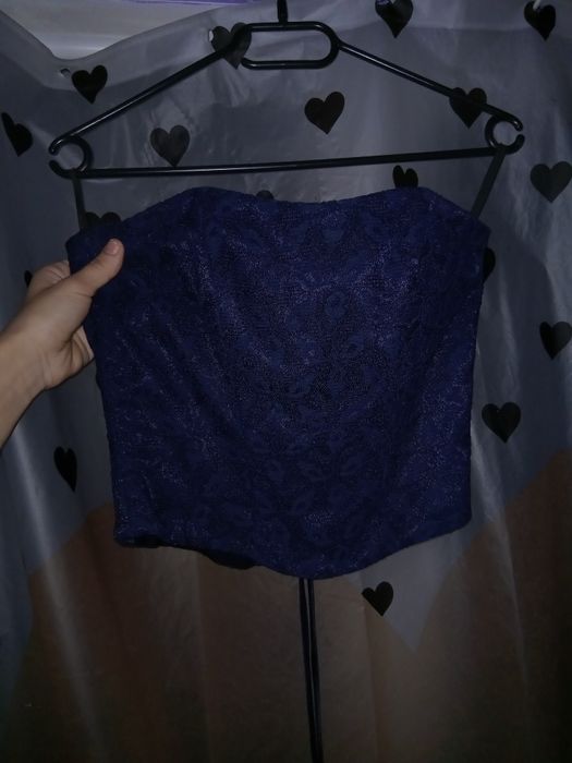 Corset bleumarin cu dantelă