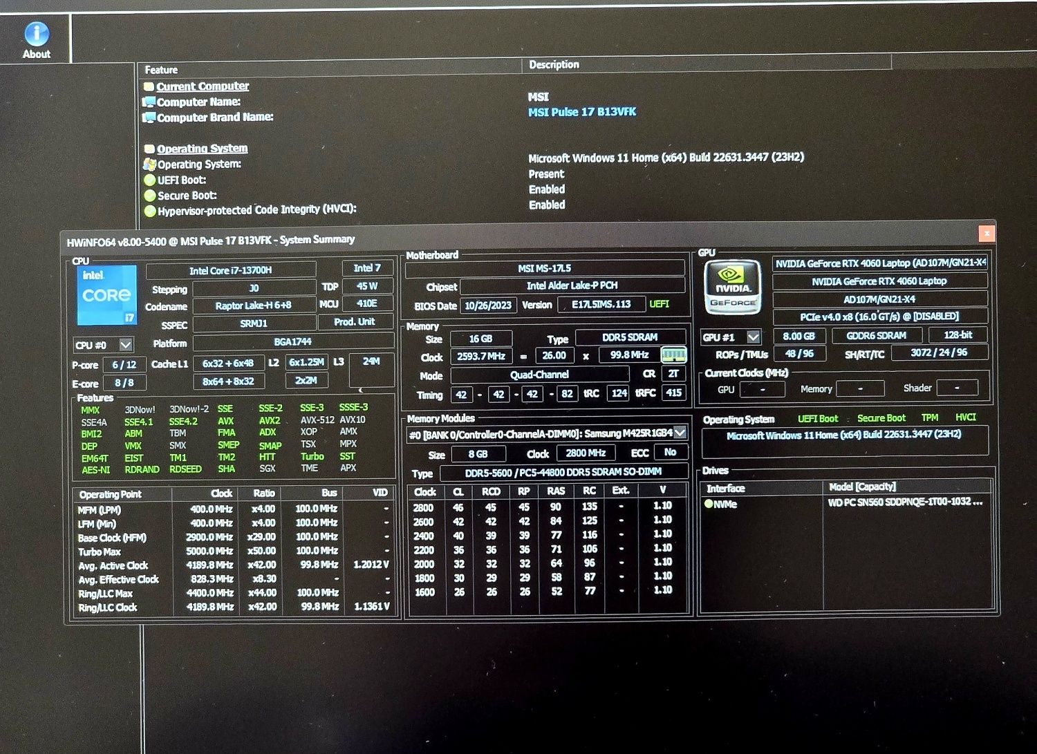 НОВ! Gaming MSI Pulse 17 B13V i7-13700H, RTX 4060, 16GB DDR5, 1TB nVME