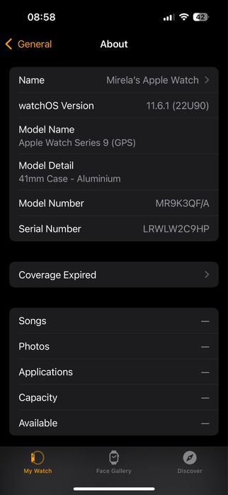 Часовник Apple watch series 9 GPS 41мм 89% maximum capacity