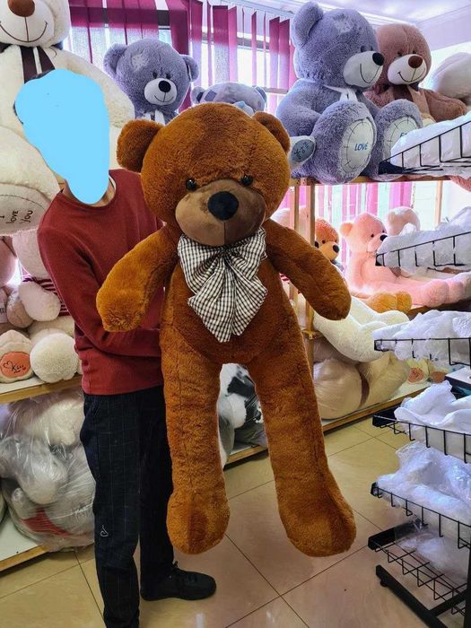 Большой мягкий медведь игрушка бурый, Большой плюшевый мишка Нестор
