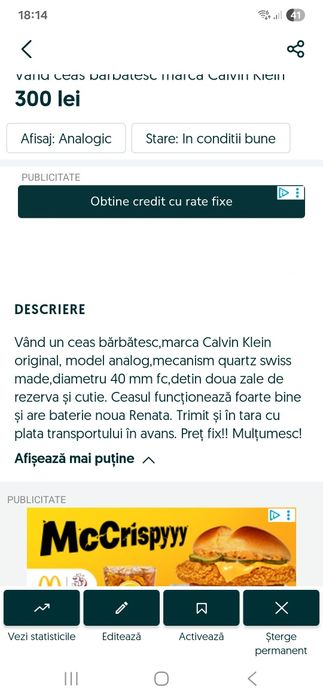 Vand accesoriu bărbătesc,marca Calvin Klein