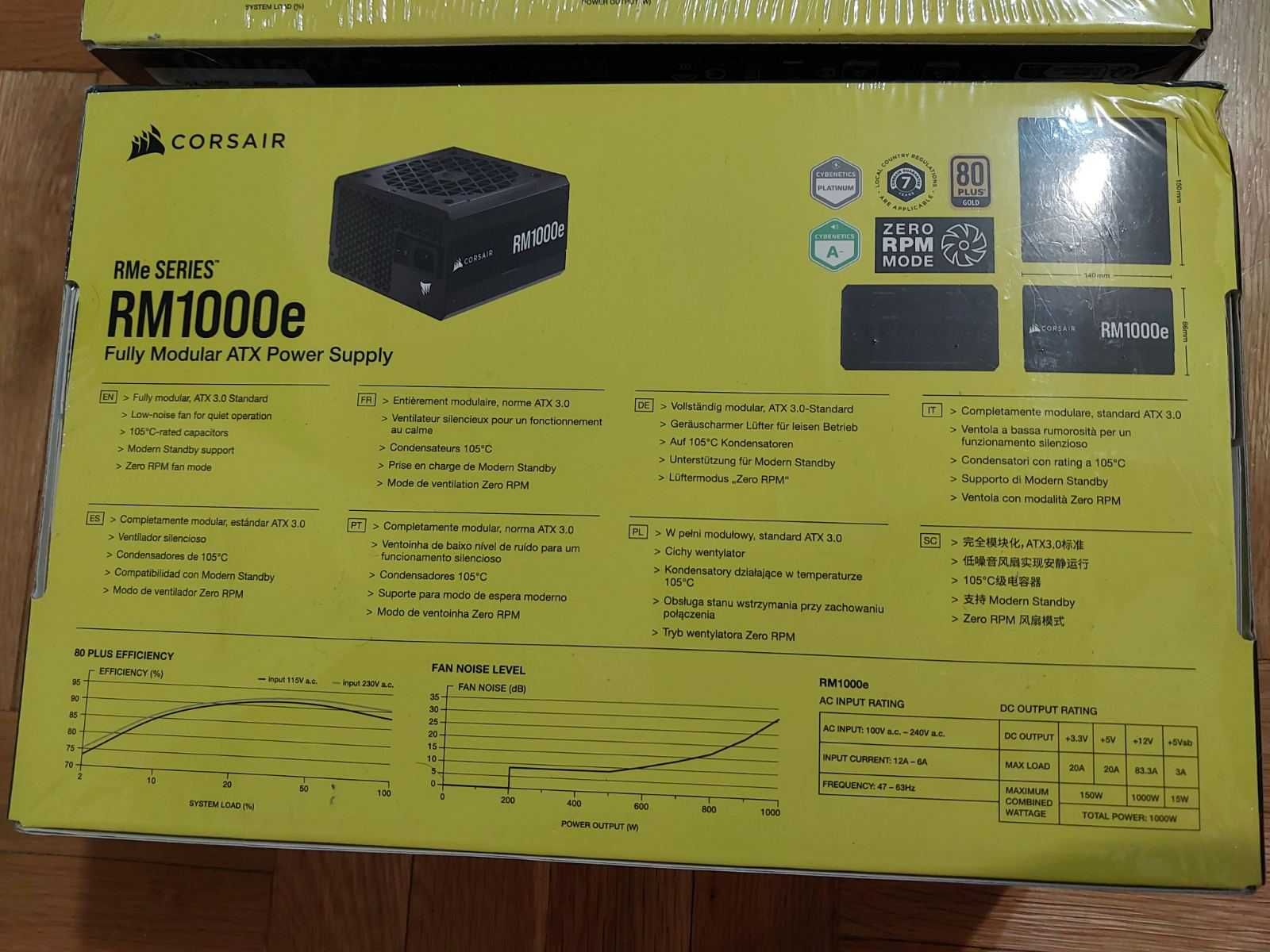 CORSAIR RM 1000e , 1000W 80+Gold - НОВО напълно модулно захранване !