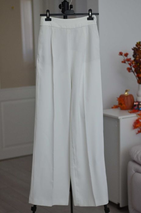 Pantaloni largi cu pense, talie inalta, Zara,  XS