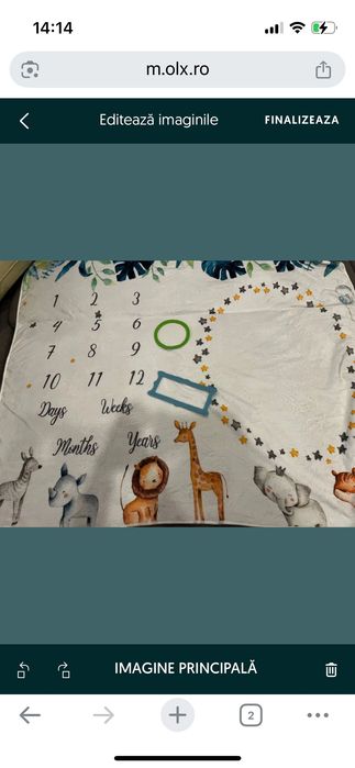 Patura aniversara bebelusi, Fleece, 100x120cm, Multicolor