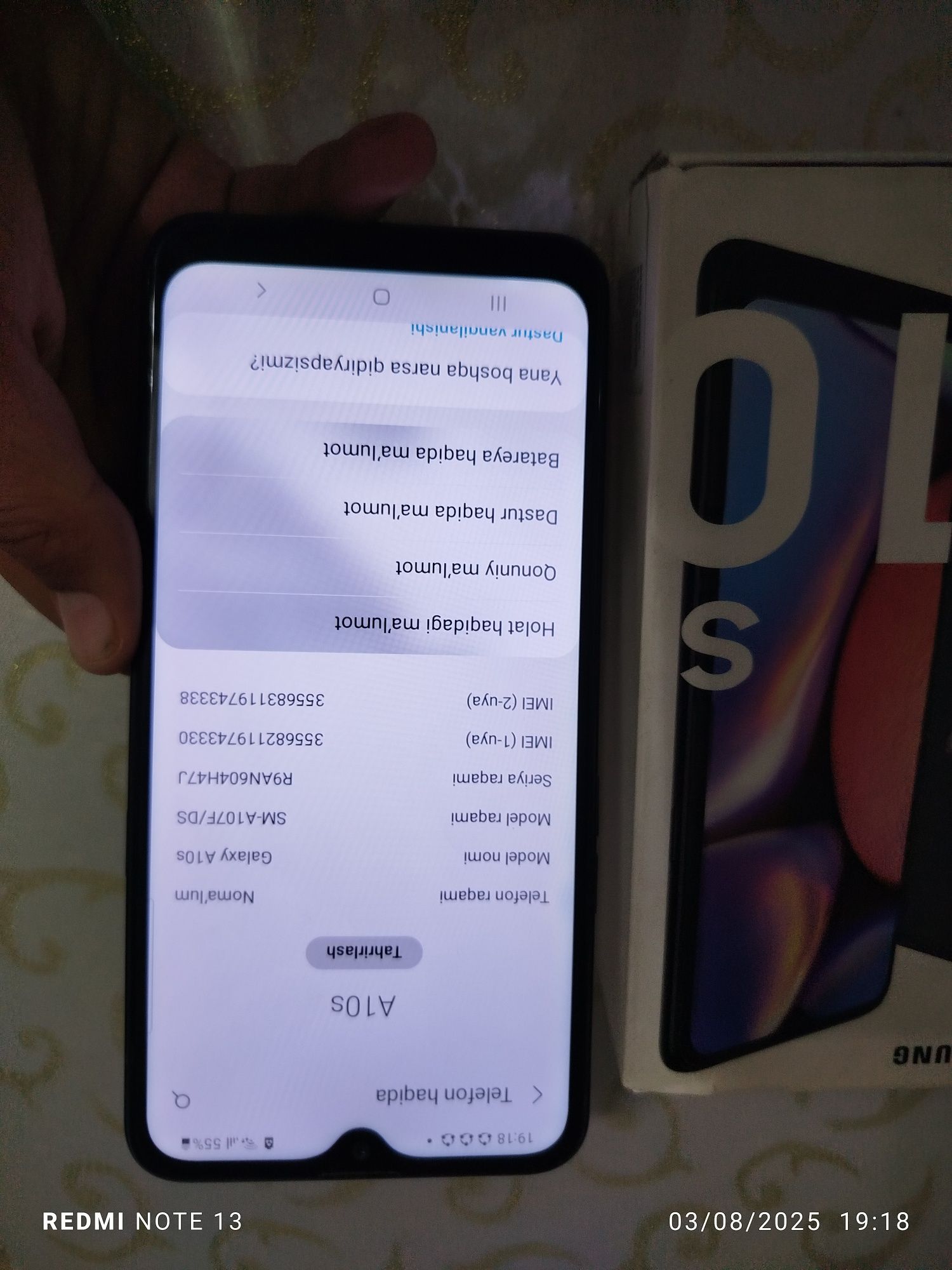 Samsung a10s kelishamiz