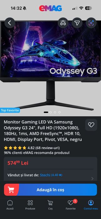 Monitor Gaming - Odyssey G3 24” - -80Hz