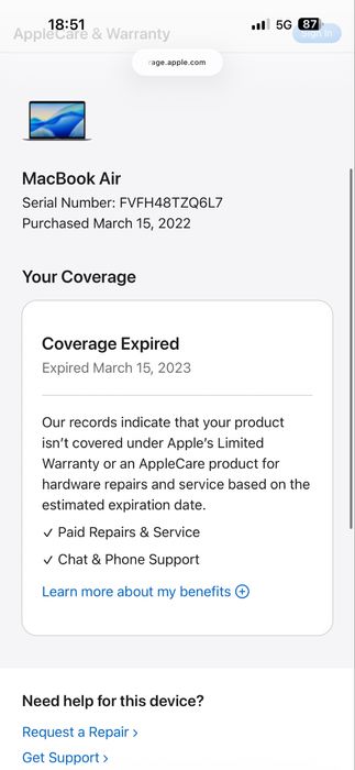 Продается Macbook M1 8/256