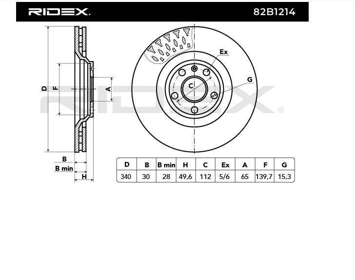 Disc frana Audi TT/TTS 340×30 Ridex 82B1214