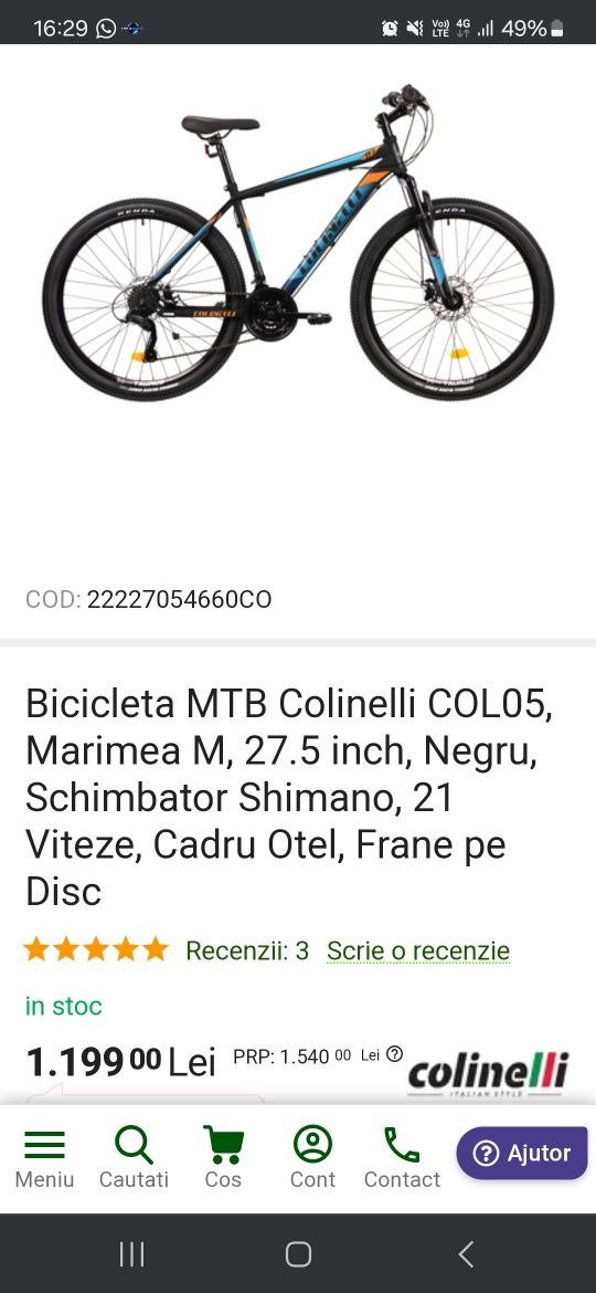 Bicicleta MTB DHS 27,5