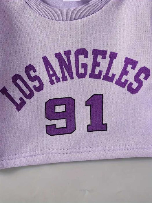 Compleu sport, 2 piese, Bluza maneca lunga si fusta, Mov, 5-6 ani